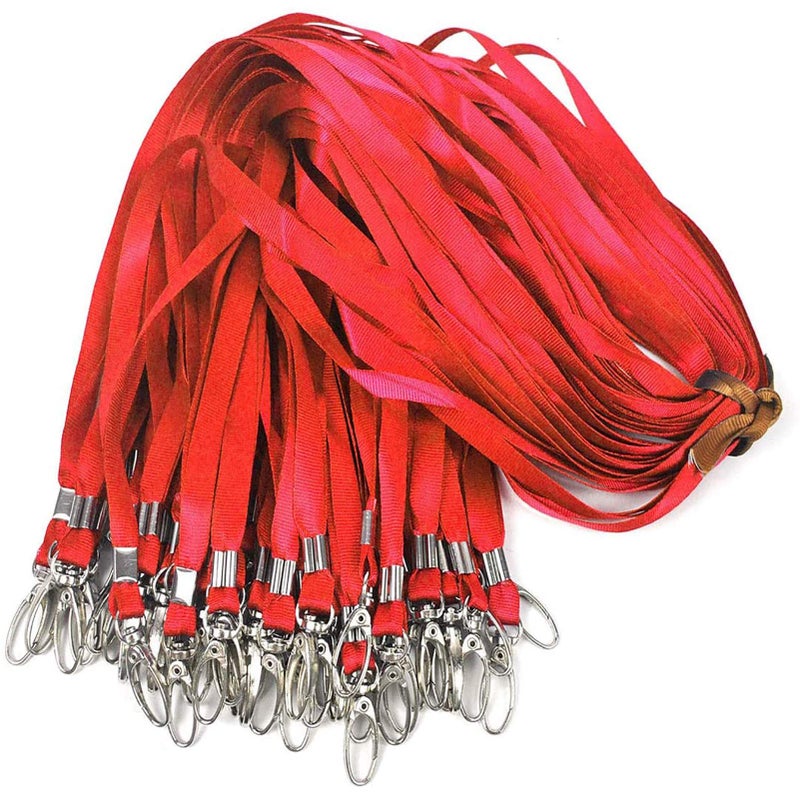 Bird Fiy Red Lanyards 50Pcs Nylon Bulk Lanyard for Id Badges,Badge Lanyards Swivel Hooks Clips Great for Name Tags Badge (50PCS, Red) - Image 1